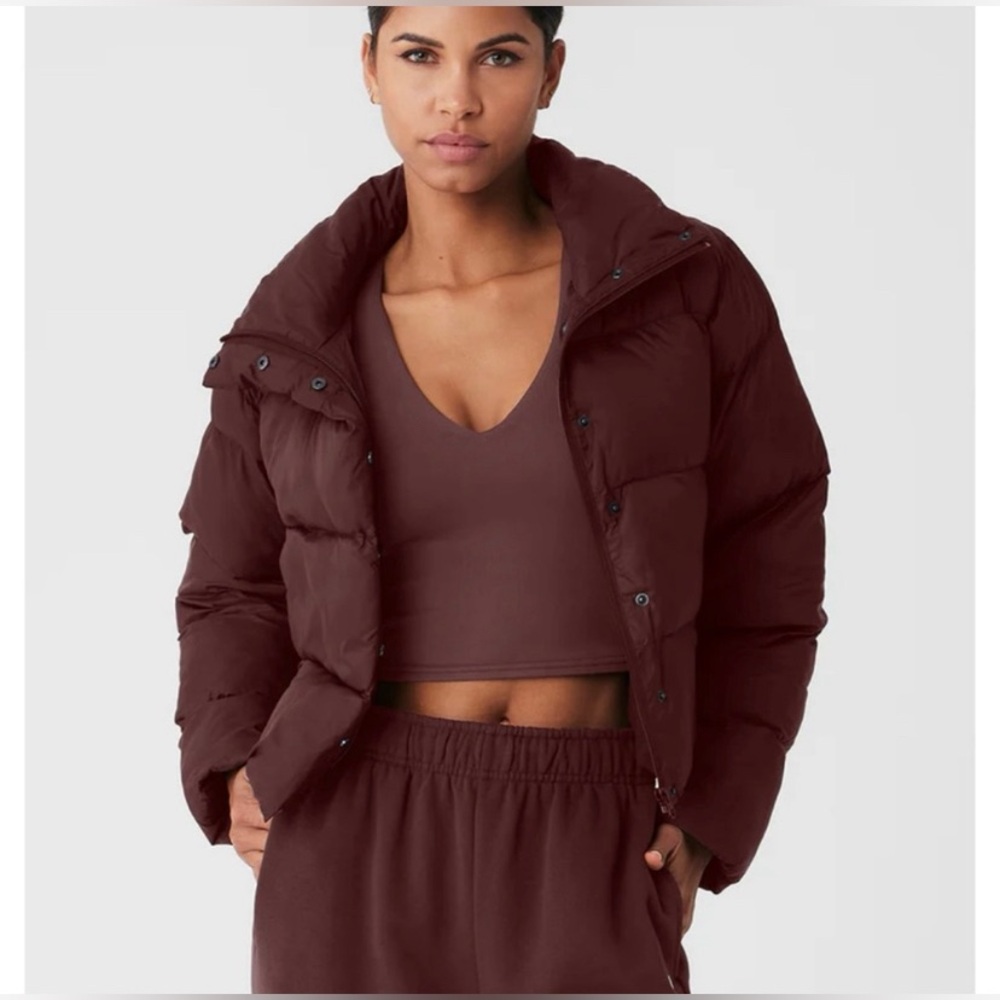 Alo Gold Rush Puffer Jacket Cherry Cola New With Tags